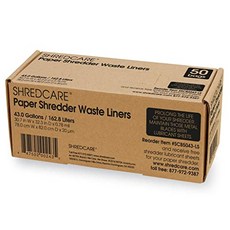 Shredcare 43 Gal Office 폐기물 상자 쓰레기 캔 라이너 파쇄기 (SCB5043) (50 팩) (43 gallons)