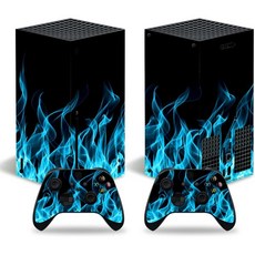 Xbox Series X용 맥바젤 스킨 스티커 X 콘솔 및 컨트롤러용 전신 보호 비닐 데칼 커버 - 레드 스컬, Blue Flame