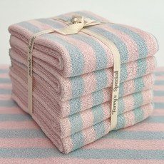 테리파머 스트라이프 디자인 선염 호텔 수건 180g 30수 면사, 베이비블루 + 베이비핑크, 5개 베이비블루, 베이비핑크, 5세트