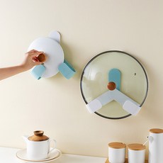 vertao 1+1 벽부착 다용도 냄비뚜껑 정리대 도마꽂이 받침대 거치대, 1set, 1+1벽냄비뚜껑정리(화이트+스카이블루)