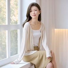 제너럴에이 리오셀 여름 가디건 데일리 브이넥 긴팔 니트