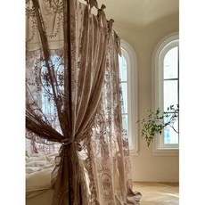 침대 모기장 레이스 가정용 3 개의 오픈 도어 1.8m 바닥 스탠드 경량, 92) Latte lace mosquito net♥St, 1개