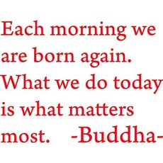 Red 41 x 22 Each Morning we are Born Again. Buddha Vinyl Wall Art Inspirational Qu (Red 41" x 22"), Red, 41" x 22"