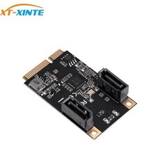 [해외] XTXINTE 미니 PCIE MPCI E 3.0SATA 3.0 SSD 어댑터 카드 SATA 케이블로 크기 미니 PCIE 슬롯으로 2 포트 SATA 추가, 상세내용표시, 상세내용표시