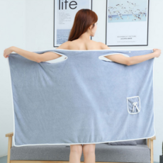 유어오브제 여성 샤워가운 목욕 수면 가정용, 블루, 1개