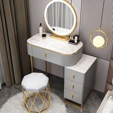 Montheria 화장대 세트 LED거울 연예인 화장대 거울 포함 B918-15, 그레이B, 80cm