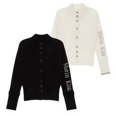 [당일발송] 마뗑킴 하이 넥 슬리브 로고 여성 니트 가디건 MK2411CD006M + GRAD 정품보증택