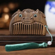 목각 꽃 새 빗 천연 복숭아 나무 작은 정전기 방지 헤드 마사지, 5.Horse