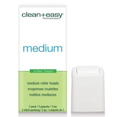 Clean + Easy 파인 라인 왁스 롤러 헤드 - 얼굴 눈썹 및 윗입술의 정확한 제모를 위한 롤온 어플리케이터 3팩 208213, 미디엄 3팩