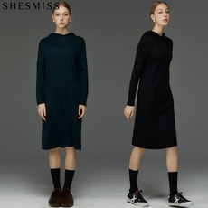 쉬즈미스 쉬즈미스(SHESMISS) 제이드 솔리드 후드 울혼방 니트원피스 (택가격 228000원)