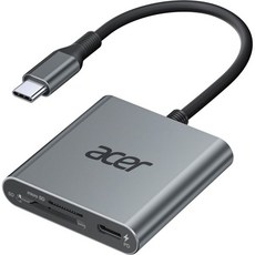 iPhone 15용 Acer USB C SD 4.0 카드 리더 100W PD 포트가 있는 듀얼 슬롯 타입-C 메모리 리더 어댑터 iMac iPad Pro A, 1개, Grey