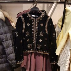 ZARA 자라 여성 자수 벨벳 빈티지 자켓