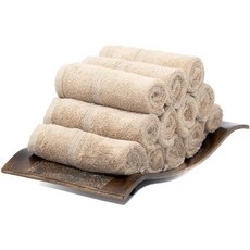 Mosobam 700 GSM 럭셔리 대나무 스폰지 13X13 (12)의 설정 회갈색 터키어면 아기 목욕 수건 직물 욕실 페, Light TaupeWashcloths, Set of 12