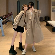 트렌치코트 가을 2020 한국 느슨한 카키 윈드 브레이커 여성용 중간 길이 작은 그물 빨간색 기질 툴링 재킷