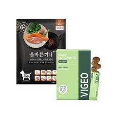 시너지 플러스 세트 (피모 면역) 올바른끼니 플러스 1.2kg (연어) + 비제오 락토파지 (장) 포함 기호성 좋은 강아지밥과 장건강에 좋은 영양제를 한번에, 1개 - 올바른끼니