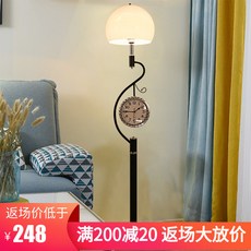 스탠드시계 포스트모던 심플 거실 스탠드형 램프 침실, T19-블랙+무한 원격조종 밝기조절 색조 5와트 LED전구
