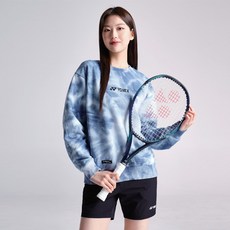 요넥스 여성 오버핏 맨투맨 긴팔 티셔츠 우븐 반바지 세트 241TL002U 241PH004F BK