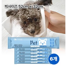 닥터티슈 펫샤워타월 1매 X 6개 강아지물티슈 강아지목욕 강아지캠핑 빅사이즈 강아지바디티슈 강아지타올 강아지수건 눈물자국 귀청소 메이웰