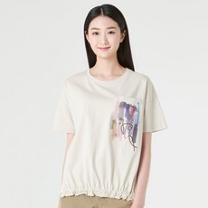 지센 우븐 프린트 반팔 티셔츠 LCTSM529 LB