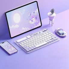 대륙통 태블릿키보드 무선 블루투스 키보드 아이패드 갤럭시탭 마우스세트, 퍼플(라이트버전)+마우스세트, 1개