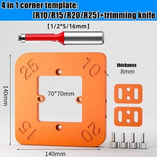 목공 라우터 코너 반경 템플릿 지그 R10 ~ R50 라우팅 곡선 밀링 원형 라디안 경도 ABS 도구, 04 trimming knife set