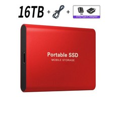 1TB 휴대용 고속 드라이브 500GB SSD 하드 외장 스토리지 노트북/맥/폰, Red 16TB