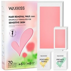왁스키스 젠틀 버전 70개 제모용 왁스 스트립을 세어보세요. 가정에서 바로 사용할 수 있는 스트립 왁싱 키트에 6개의 프리왁스 물티슈와 6개의 포스트왁스 물티슈가 포함되어 있습니, 35 Count (Pack of 1), 1개