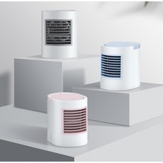 냉풍기 미니 에어콘 탁상용 필터 무드등 QUQU QU-F11, 핑크