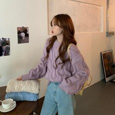요즘힙한 블핑제니 왕꽈배기 루즈핏 스웨터 여성니트 여자니트 완소템 클럽룩