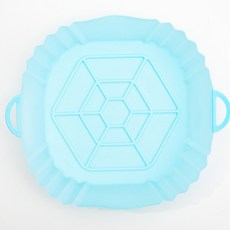 실리콘 에어 프라이어 바구니 에어프라이어 오븐 몰드 베이킹 트레이 피자 프라이드 치킨 재사용 가능 팬 라이너 액세서리, 10) SquareLightBlue