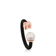 TOUS Icon Mesh Vermeil Ring with Stainless Steel and White Chi/182314