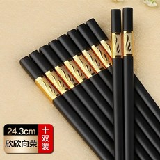 일식젓가락 중식 합금 젓가락 가정용 용무늬 가정 일반 고온내성 10P 업소용 고급젓가락, 베스트 아이템 골드 클로버 24cm [10개입]