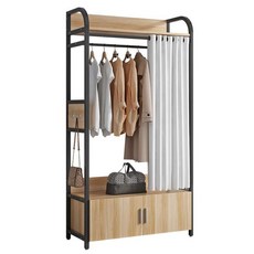 수납장행거 옷걸이 옷장 드레스룸 수납장 자취방 원목, 화이트ㅣ100x40x190cm