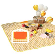 만복상점 캠핑 소풍 나들이 대형 체크패턴 피크닉 돗자리 200x200cm, 옐로우체크