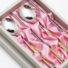 위드주마켓+금 도금 장수 수저 2벌 종이 케이스 숟가락 돌잔치선물 선물 금수저세트 생일선물+위드wn, ABC**, ABC**