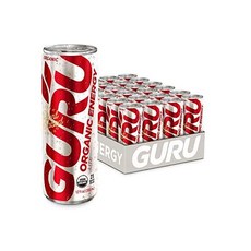 Guru Lite 미국 오가닉 로우 슈거 에너지 드링크 (녹차 포함) 12 온스 팩 24캔, 1개