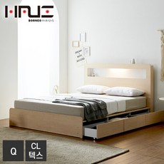 보루네오하우스 프라임 루디 LED 서랍 Q 침대+CL텍스 DM6204, 그레이/퀸