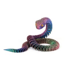 푸른 뱀 모형 인형 자유관절 3D프린터 선물 소품, 40cm, 레인보우다크, 1개