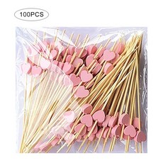 일회용 러브 과일 꼬치 스시 버거 칵테일 스낵 대나무 팩, 1개, 2.분홍색