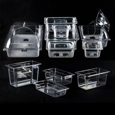 PC 밧드 투명 보관 용기 바트 업소용 반찬통 냉장고정리, 1/6 (176x162mm), 노칭 이지뚜껑(집게/국자구멍), 1개