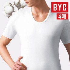 BYC 남성런닝 순면 반팔런닝 4P