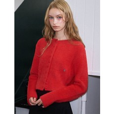 Rosefrantz Fur Round Cardigan Rose Red