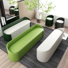 패브릭 소파 거실 평상 긴소파 피부과 북유럽 고급, 1개, 노란색+흰색 140x45x55