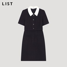 리스트 트위드 배색 칼라 원피스 TWWOPO62120