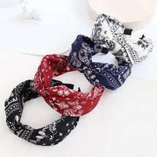 와이드반다나 페이즐리 머리띠 반다나 사랑스러운 헤어밴드 나들이 데이트
