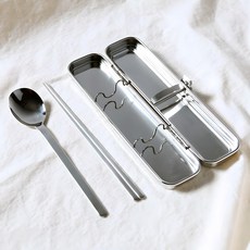 不鏽鋼餐具+餐具盒 SUS304, 單色, 湯匙+筷子+收納盒