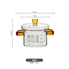 아기 음식 요리 냄비 높은 붕규산염 유리 스텝 컵 정확한 스케일 주방 팬 바이노럴 핸들, 1개