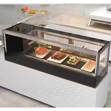 카페쇼케이스 탁상용 케익 냉장 진열대 마카롱 디저트 업소 음료 케이크 곡선형 쇼케이스, 8.화이트/블랙직각1500x410x550mm
