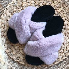 비비오 / 천연 토끼털 사무실 퍼 슬리퍼 4컬러