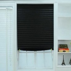 Blackout Pleated Window Shades Window 블라인드 블랙 아웃 라이트 블록 무선 블랙 35 "X59"